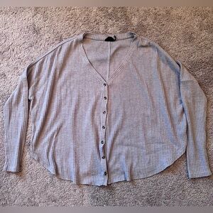 Urban Outfitters light grey waffle knit oversized long sleeve - Size medium